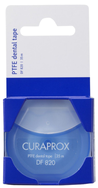 Curaprox DF 820 Floss Tape Taśma dentystyczna powleczona teflonem, 35 m