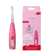 Bob i Bobek soniczna szczoteczka dla najmłodszych 0-6 lat z nadrukiem w serduszka i wygodnym ładowaniem USB